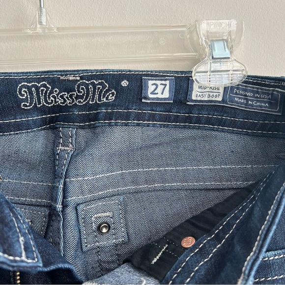 Miss Me Jeans Womens Dark Wash Mid-Rise Easy Boot Size 3/4 (27) Rhinestone - Picture 6 of 11